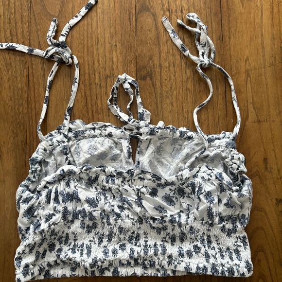 Cotton-On Women’s Floral Cropped Tank Top W/ Elastic Waist & Ties Size XS - Picture 4 of 5